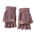 thumbnail image 1 of Fridja Children Kids Winter Warm Knitted Convertible Flip Top Fingerless Mittens Gloves 3-6 Years Old, 1 of 6