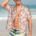 thumbnail image 3 of Haiem Strawberry And Flowers Printed Hawaiian Shirt for Men - Men’s Casual Beach Summer Shirts - Stretch Fabric with Modern Fit-XX-Large, 3 of 7