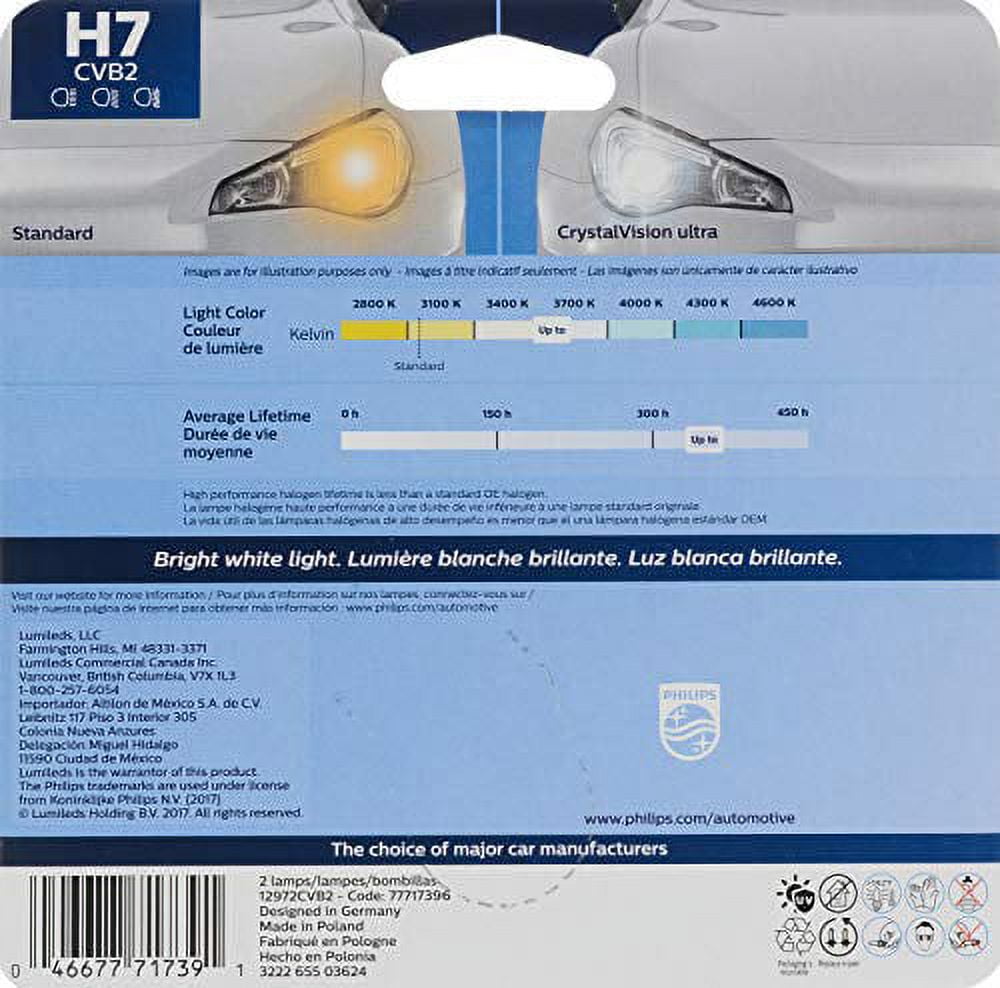 Philips Crystalvision Ultra Headlight H7, Px26D, Glass, Always