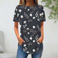 thumbnail image 2 of Tops de Verano de Mujer Suelto Ajuste, Impresión Casual Cuello Redondo Suelto con Manga 3/4 Hecha de Cómodo Estante de Imitación para el Uso Diario, Tops de Moda de Mujer, 2 of 3