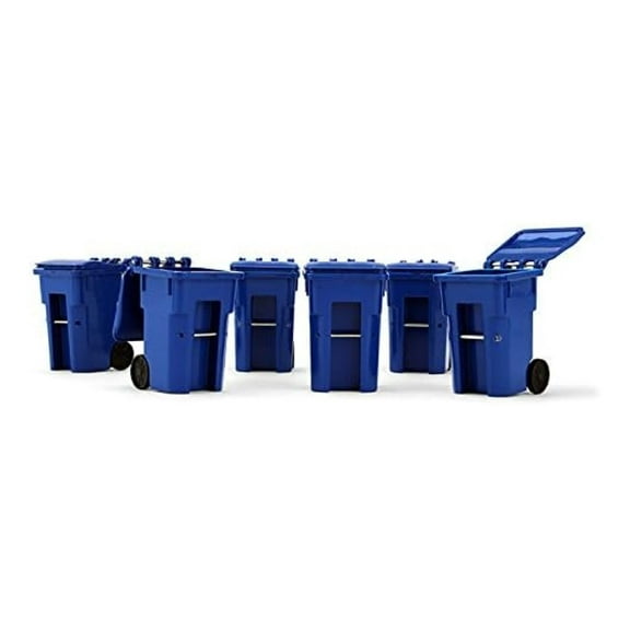 Set of 6 Blue Garbage Trash Bin Containers 1/34 by 90-0518