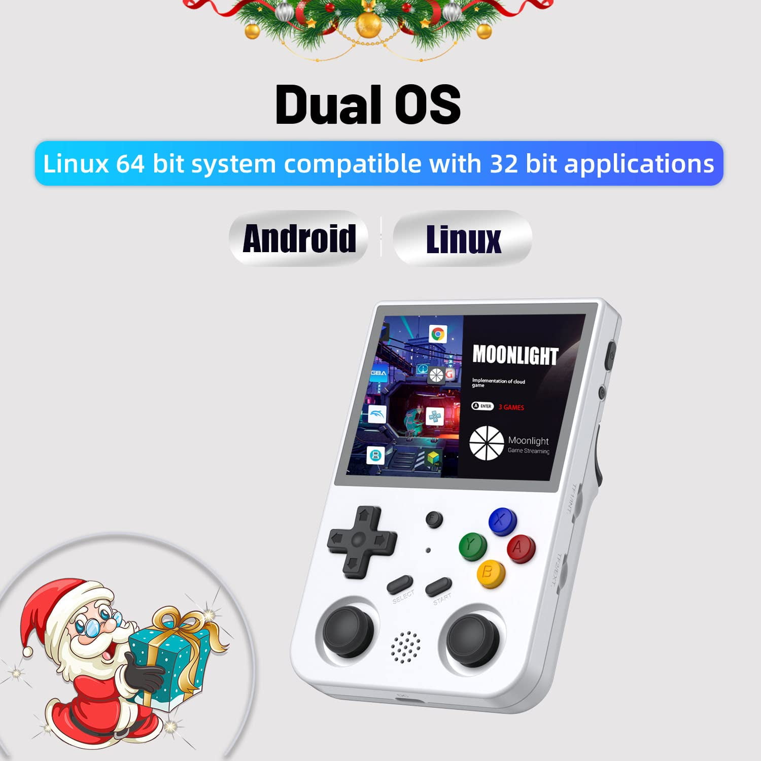 RG353V Retro Handheld Game with Dual OS Android 11 and Linux,RG353V with  64G TF Card Pre-Installed 4452 Games Supports 5G WiFi 4.2 Bluetooth Online