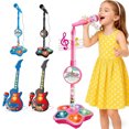 thumbnail image 2 of Micrófono de juguete para niños con soporte de altura, máquina de karaoke para niños y niñas con luz LED, micrófono ajustable y juguete musical para cantar., 2 of 8