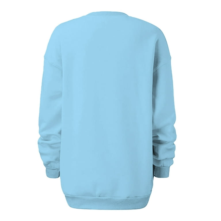 RQYYD Women's Oversized Fleece Sweatshirts Long Sleeve Crew Neck Pullover  Sweatshirt Solid Color Casual Loose Hoodies Tops (Sky Blue,XXL)