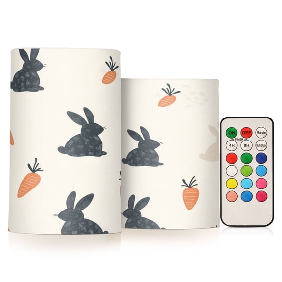 Yayeee Flameless Candles with Remote Flickering Battery Operated Multi Color Changing, Bunnies and Carrots