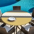 thumbnail image 6 of Yellow Morocco Round Tablecloth, Fitted Table Cover with Elastic for 36"-44" Round Tables, Geometric Grey Stripes Modern Table Cloth Outdoor Indoor Dinning Party Waterproof Tablecloths, 6 of 7
