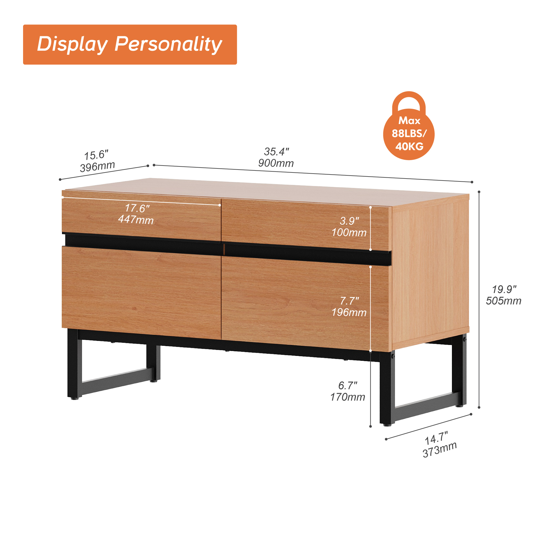 Modern TV Stand for TVs up to 50 inch, Entertainment Center TV Console with Storage Cabinets and Metal Base,Media Console for Living Room
