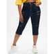 thumbnail image 2 of Pantalones Jeans Rasgados Capri Recortado Delantero Cremallera Rosegal  Vaqueros de talla grande, 2 of 5