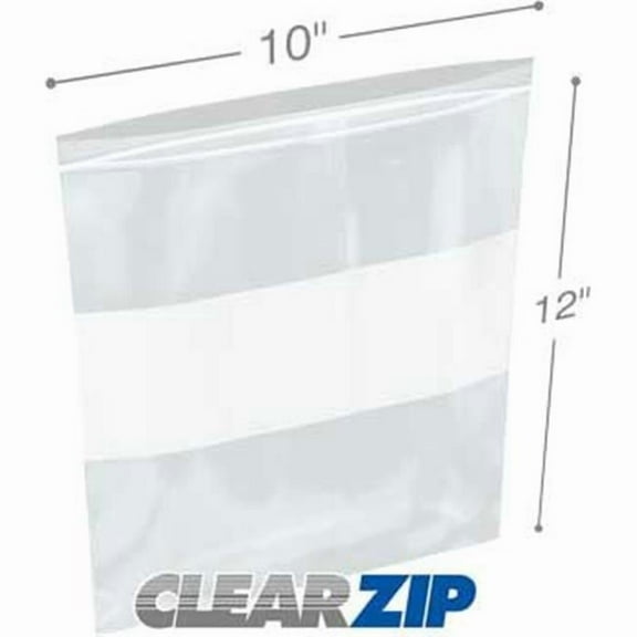 International Plastics CZW41012 10 x 12 in. 4 Mil ClearZip Whiteblock Lock Top Bags - Case of 500