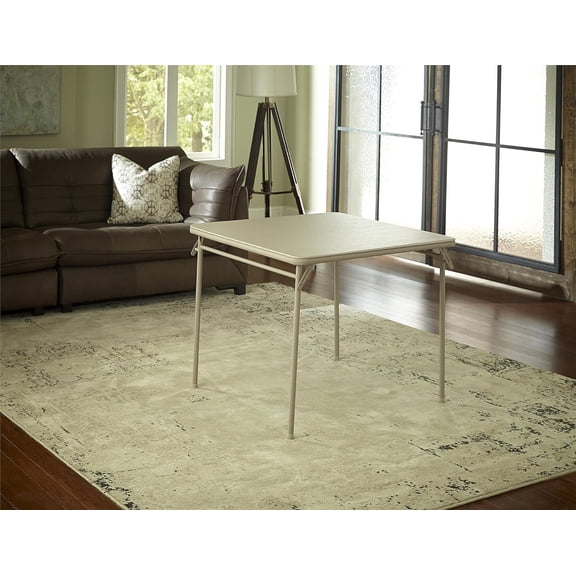 COSCO 34 Inch Square Vinyl Top Folding Card Table, Antique Linen Finish for Indoor Dining and Events