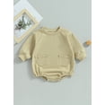 thumbnail image 2 of Bagilaanoe Newborn Baby Girl Boy Oversized Romper Sweatshirt Long Sleeve Bodysuit Solid Print Pullover 3M 6M 9M 12M 18M Infant Casual Tee Tops, 2 of 8