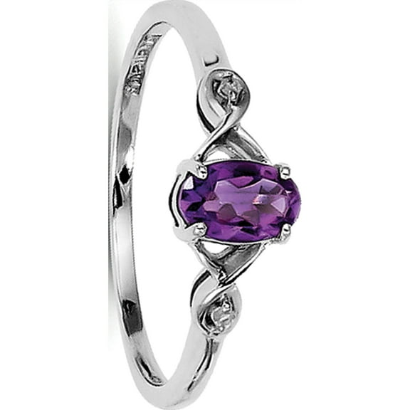Designer Sterling Silver Rhodium Plated Diamond And Amethyst Oval Ring Made In Thailand -Jewelry By Sweet Pea Creations