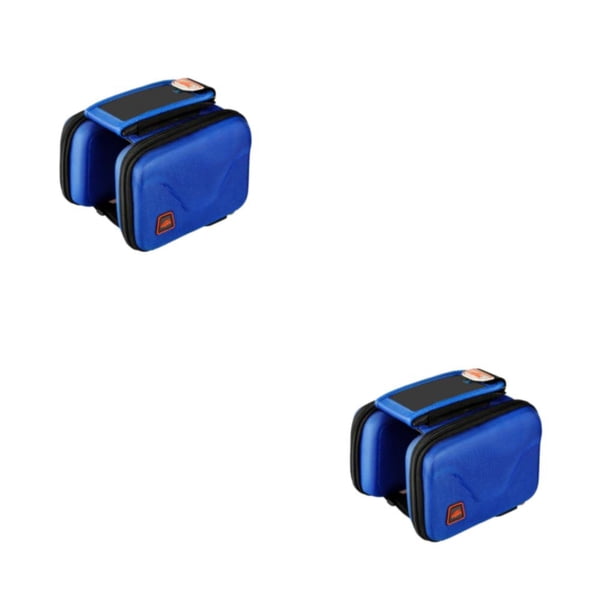 Wosthever bolsa universal para teléfono de bicicleta bicicletas a prueba de golpes bolsas de travesaño de nylon portátiles cierre de Azul 2piezas
