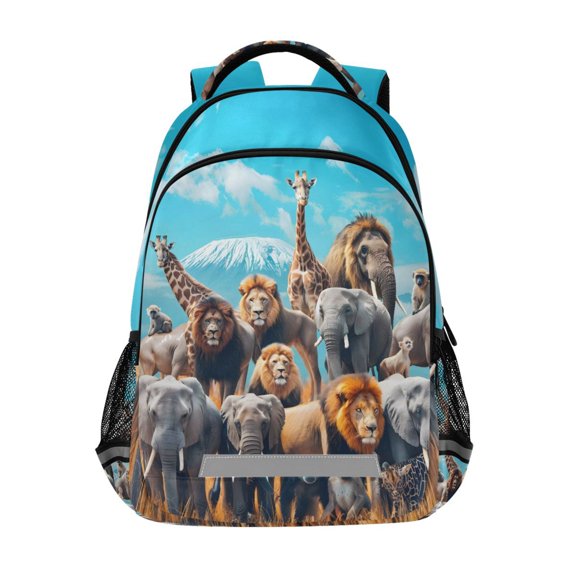 ALAZA Elephant Lion Giraffe Backpack Elementary School Bag Bookbag Travel Rucksack