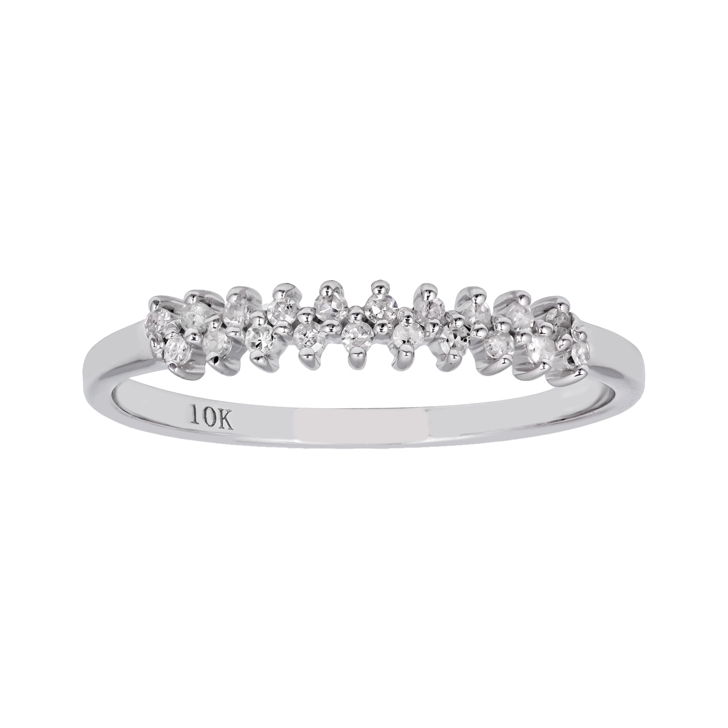 10k White Gold Two-Row 1/5ct Diamond Wedding Anniversary Ring