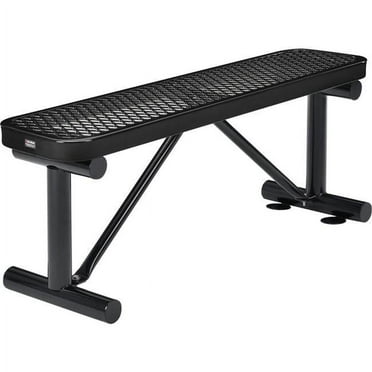 4 ft. Outdoor Steel Flat Bench with Expanded Metal - Black