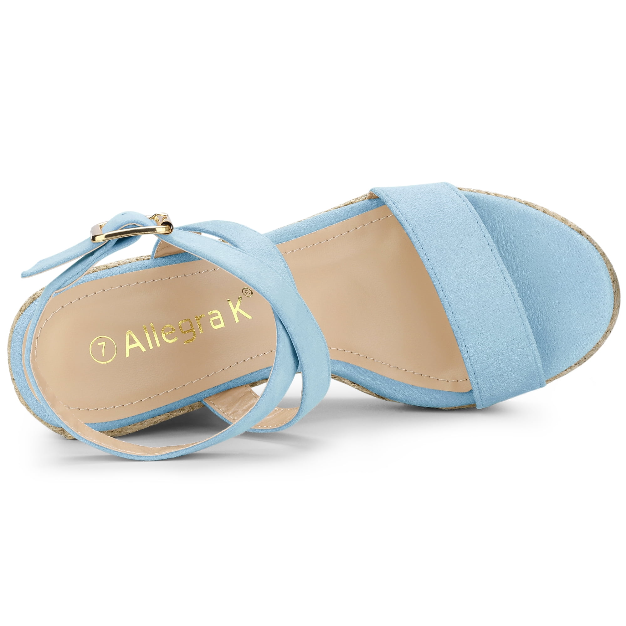 DARING DIVA Women's Slingback Crisscross Wedges Heel Espadrille Sandals Sky Blue 10