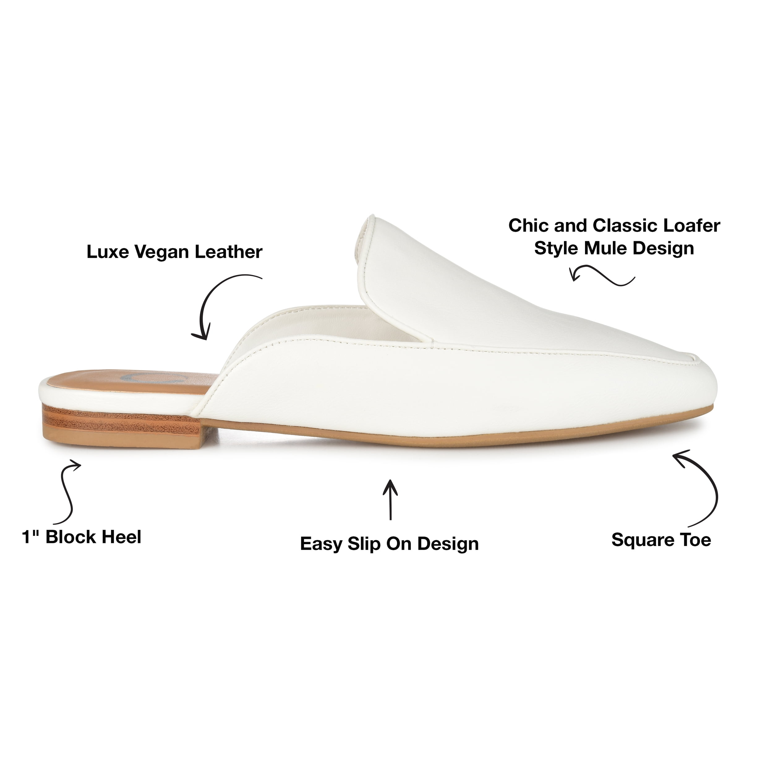 Journee Womens Akza Slip On Square Toe Mules Flats, Widths Available
