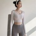 thumbnail image 4 of Women's Long Sleeve Yoga Crop Top With Builts In Bra Support High Elasticity Workout Shirt For Fitness Training, 4 of 8