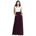 thumbnail image 1 of KOH KOH Long Flowy Cute Modest High Empire Waist Full Floor Length Pockets Casual Semi Formal Vintage Work Office Workwear Maxi Skirt For Women Maroon Wine Red Medium US 8-10 NT325, 1 of 7
