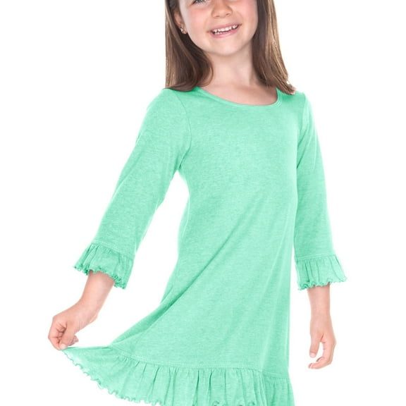 Kavio! Girls 3-6X Ruffled 3/4 Sleeve A-Line Dress Ice Green 3