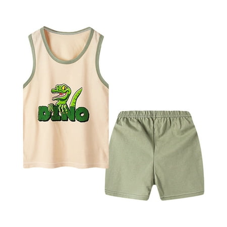 

HIBRO Kids Girls Boys 2 Piece Sleepwear Sleeveless T Shirt Shorts Pajama Loungewear Set Pj Boy Jacket 6t All Cotton Baby Clothes