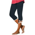 thumbnail image 2 of sovlvnd Savings 2024 Women's Summer Plus Size High Waisted Solid Color Capris Matching Causal Lightweight Slim Fitting Yoga Gym Pants, 2 of 6