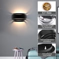 thumbnail image 4 of Lámpara de pared LED para interiores, moderna, color negro, para decoración de sala de estar, dormitorio, pasillo, blanco cálido (bombilla incluida) [Clase energética A++], 4 of 5