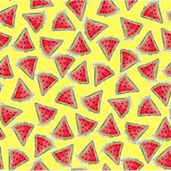 Happy Campers Watermelons Yellow Cotton Fabric