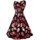 thumbnail image 3 of Vestido oscilante sexy sin mangas con cuello redondo y estampado vintage para mujer Fridja  hj2534, 3 of 4