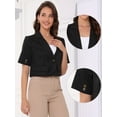 thumbnail image 2 of DARING DIVA Women's Casual Work Cropped Blazer Short Sleeve Suit XS Black, 2 of 6