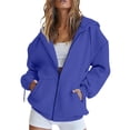 thumbnail image 2 of Resicozy Zip Up Hoodie Women Long Sleeve Fall Winter Plus Size Plain Hooded Sweatshirts Trendy Casual Fashion Jacket With Pockets Blue L, 2 of 5