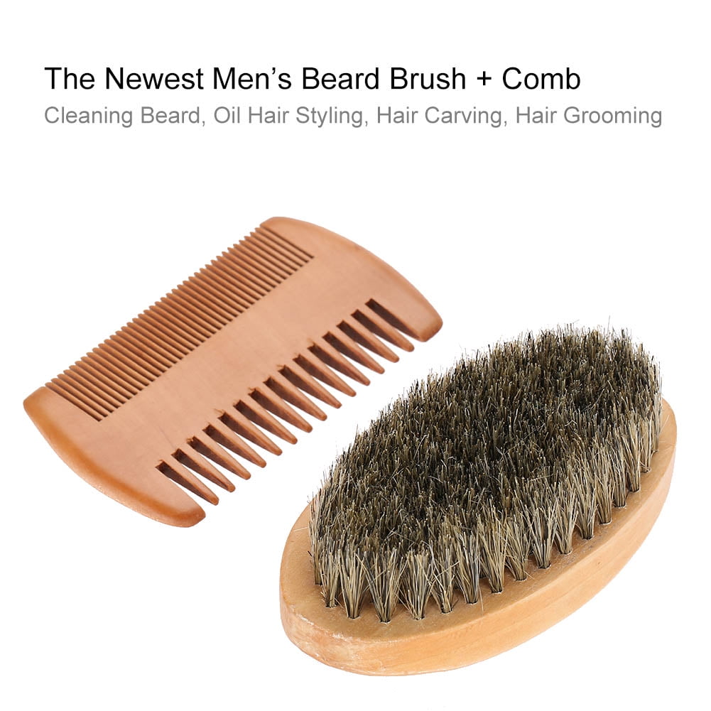 Aramox Men Beard Mustache Oval Brush + Comb Facial Beard Shaving