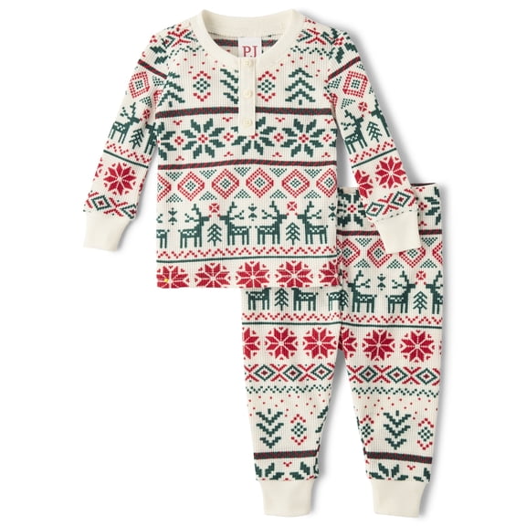 The Children's Place Baby And Toddler Long Sleeve Fairisle Thermal Henley PJs, Sizes 0-3M-5T