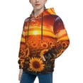 thumbnail image 2 of Uemuo Sunset Golden Sunflower Field Pattern Hooded Sweatshirt for Youth Pullover with Kangaroo Pocket Trendy youth sweatshirt Casual Hoodie for Boys and Girls-Small, 2 of 6