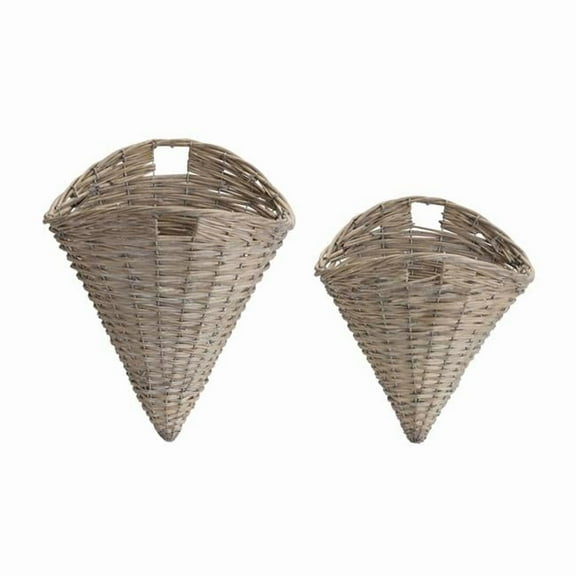 Woven Willow Wall Basket, Grey - Set of 2