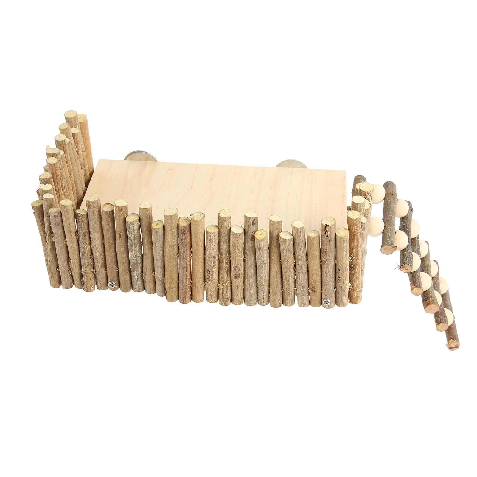 Yajisi Hamster Climbing Platform Wooden Chewing Toy Small Pet Activity Playground with Fence for Sugar Glider Golden Bear Screw Type, 9.45 inches / 24 cm