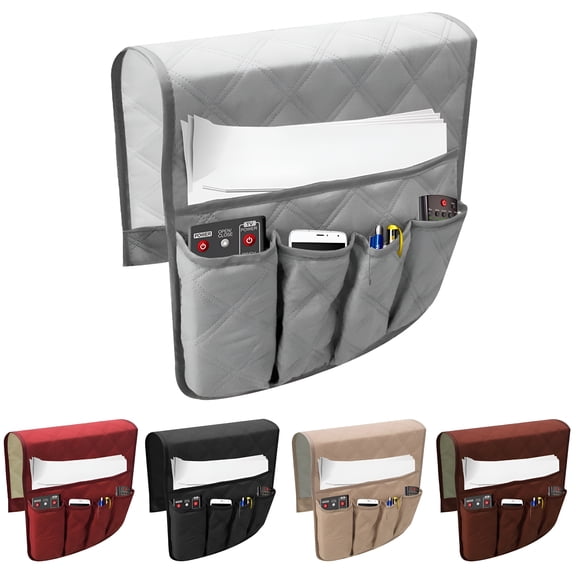 LAMIRO Foldable Sofa Couch Chair Armrest Organizer with 5 Pockets,Armchair Caddy Fits for Phone,Book,Magazines,TV Remote Control Holder