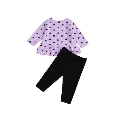 

One opening Baby 2-piece Outfit Set Long Sleeve Heart Print Top+Pants Set
