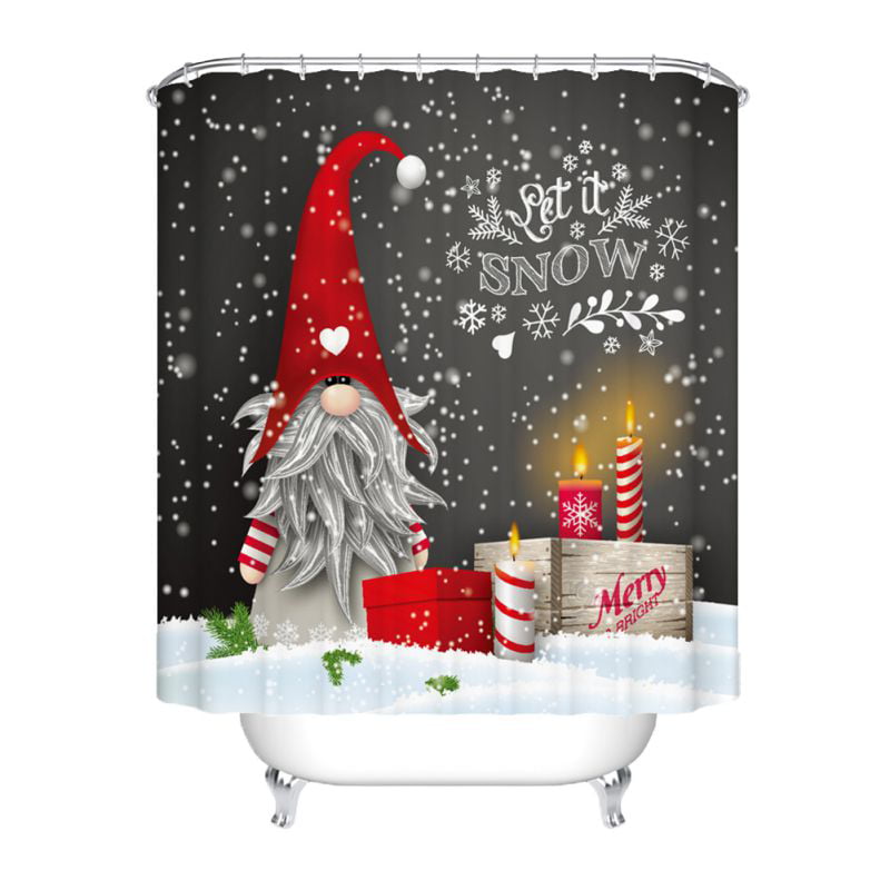 Christmas Tree Fabric Shower Curtain Bathroom Decoration Festive Rustic Decor 