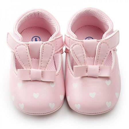 

Popvcly Spring Autumn White Pink Baby Girl Shoes Toddler Hard Sole First Walkers Infant PU Leather Shoes Pink L