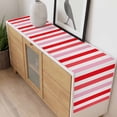 thumbnail image 4 of Red Pink Striped Table Runner - 120 Inch Long, Kitchen Dining Table Runner Dresser Scarves, Farmhouse Stripes Simple Art Farmhouse Decor for Coffee Tables Wedding Party Banquet, 4 of 8