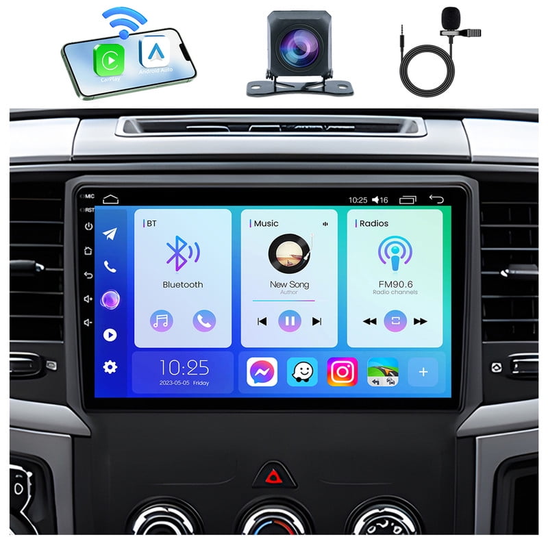 LULAION Android 15 9" 1280×800 Car Radio for Dodge Ram 1500 2500 3500 2013-2018 – Apple CarPlay, Android Auto, 5G WiFi, Rear Camera, SWC, FM & GPS, 2+32G