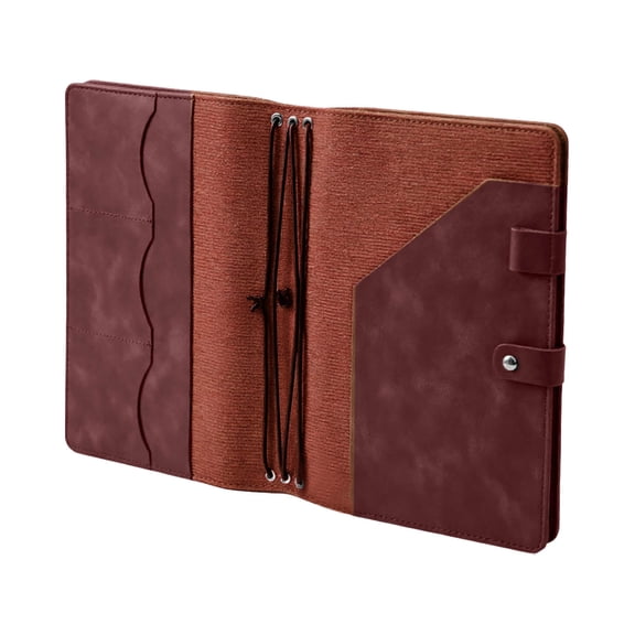 PU Leather Notebook Cover, Detachable Journal Planner Sleeve with Elastic Bands & Card Slots, Adjustable Book Protector Case for Travel Office