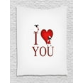thumbnail image 1 of I Love You Tapestry, Comic Style Illustration Large Red Heart Shape with Text and a Pair of Sheep, Wall Hanging for Bedroom Living Room Dorm Decor, 40W X 60L Inches, Red White, by Ambesonne, 1 of 2