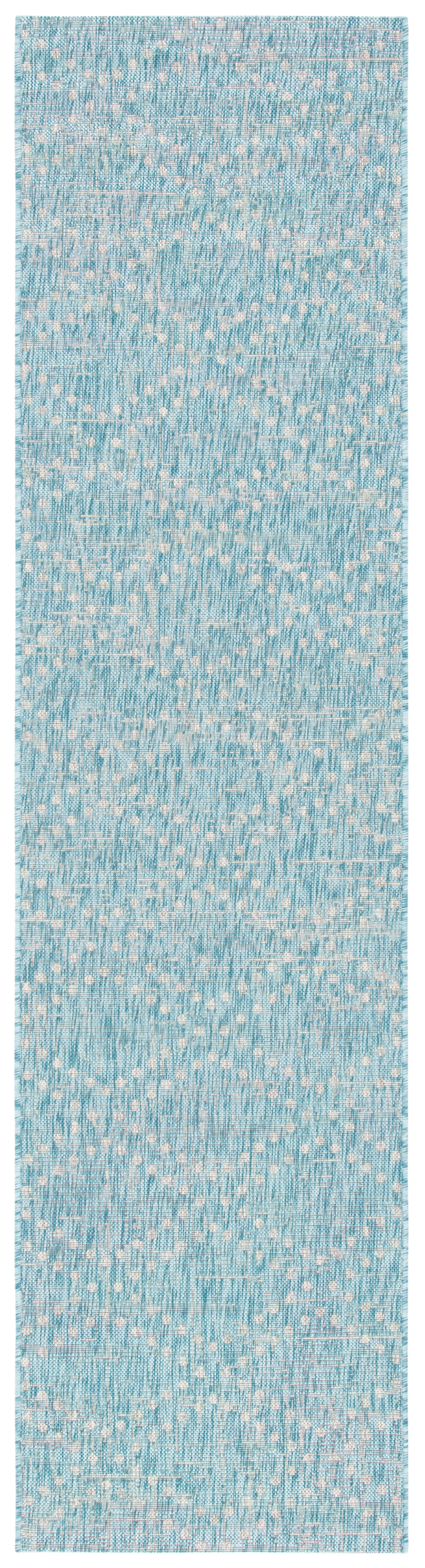 SAFAVIEH Courtyard Ilean Geometric Indoor/Outdoor Runner Rug, Aqua/Grey, 2'2" x 9'
