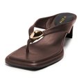 thumbnail image 2 of YDN Women Trendy Open Split Toe Thong Sandals Slip on Kitten Low Heel Mules Daily Dress Shopping Outdoor Slides Size 8.5 Brown, 2 of 4