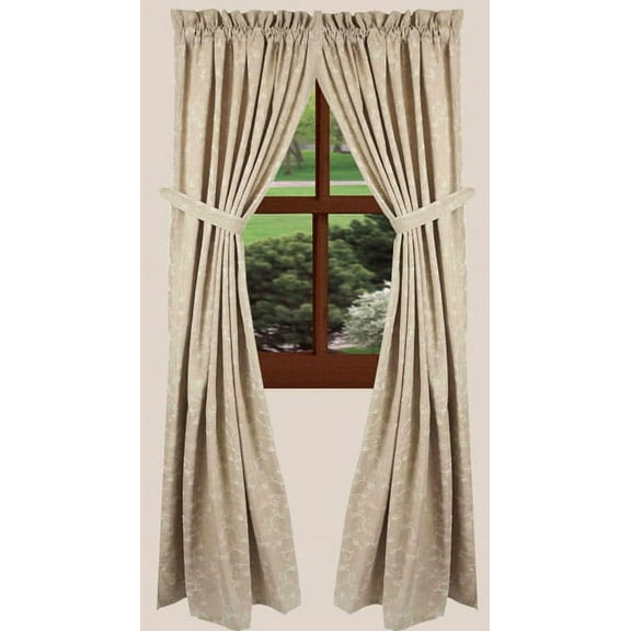 Candlewicking Taupe 86" Lined Cotton Drapery Panels by Raghu