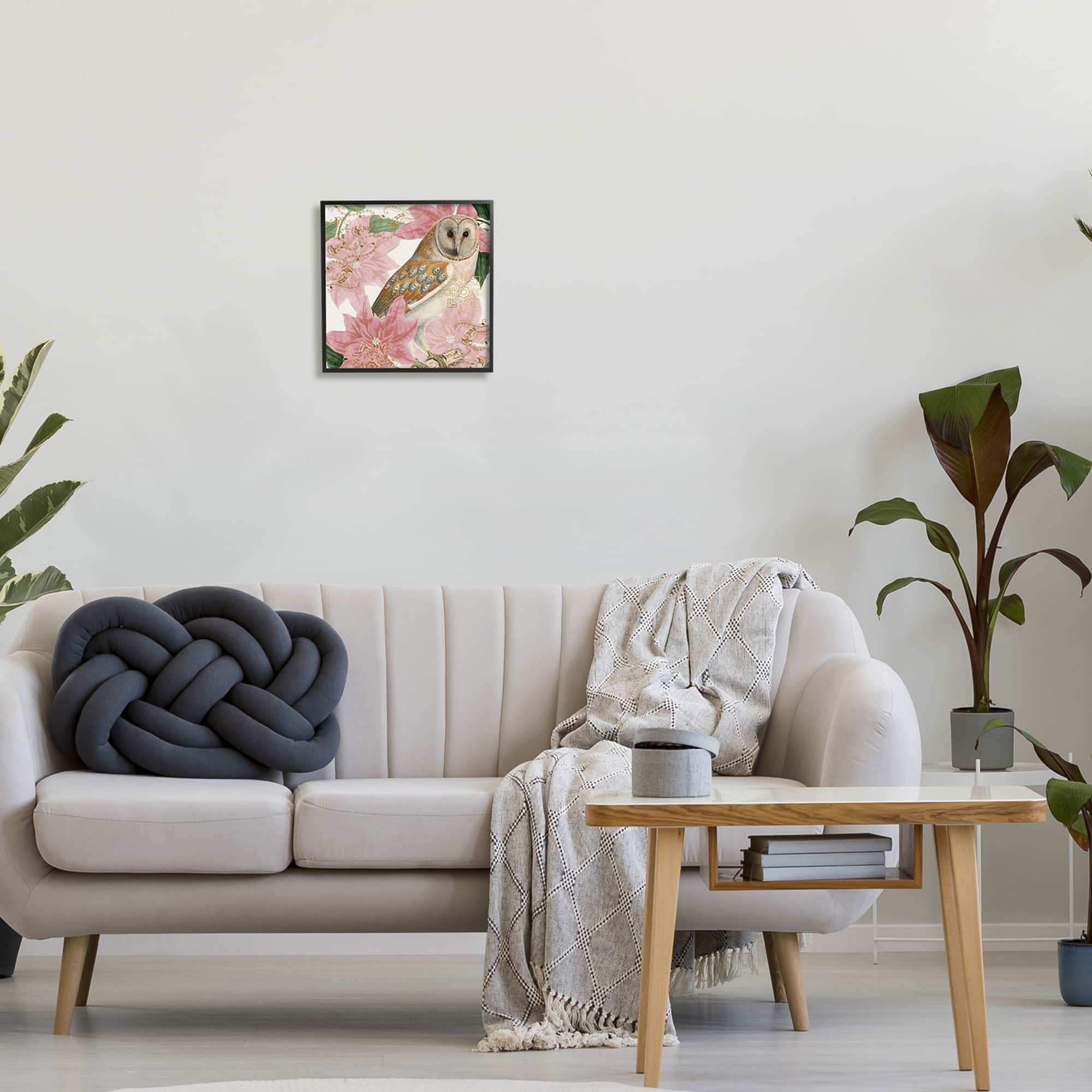 Stupell Industries Observant Posed Golden Owl Spring Floral Vintage Collage,17 x 17, Design by Daphne Polselli