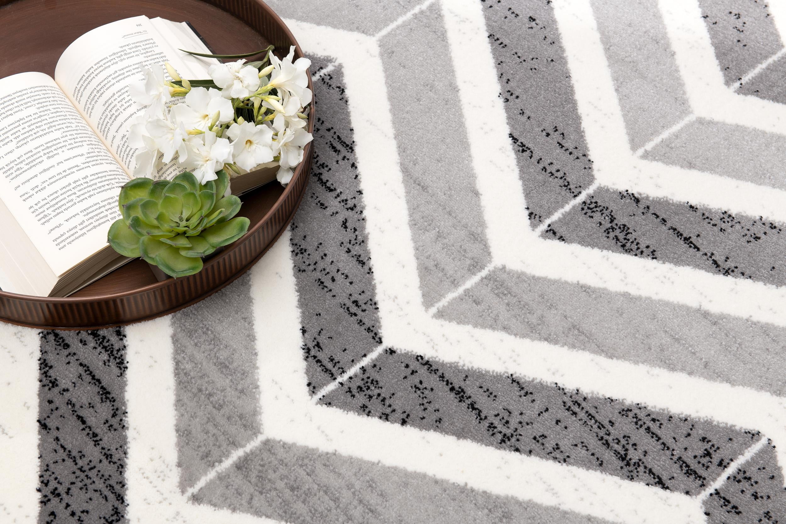 Rug Branch Montage 2' x 30' (Exact Size: 2'3" 30') Geometric Indoor Runner Rug, Grey Beige, Wave - Entryway, Hallway, Bathroom, and Kitchen